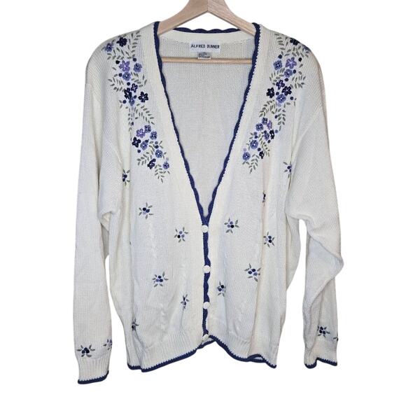 Alfred Dunner Sweaters - ALFRED DUNNER Ivory Floral Embroidered Cardigan Size 2X 0305